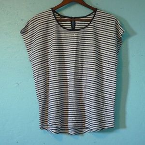 B & W Sequin Striped Shirt  Talbots Woman 1X #1014